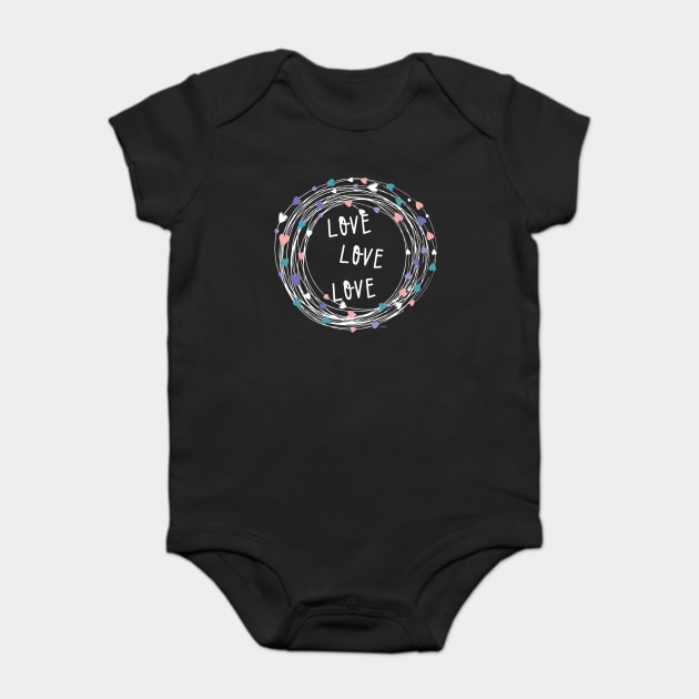LOVE LOVE LOVE Valentine Baby Bodysuit by creative